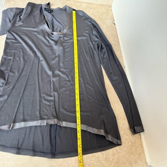 Maria Bianca Nero Gray Scoop Neck Long Sleeve Silk Trim Womens Size M Vintage - Picture 10 of 14